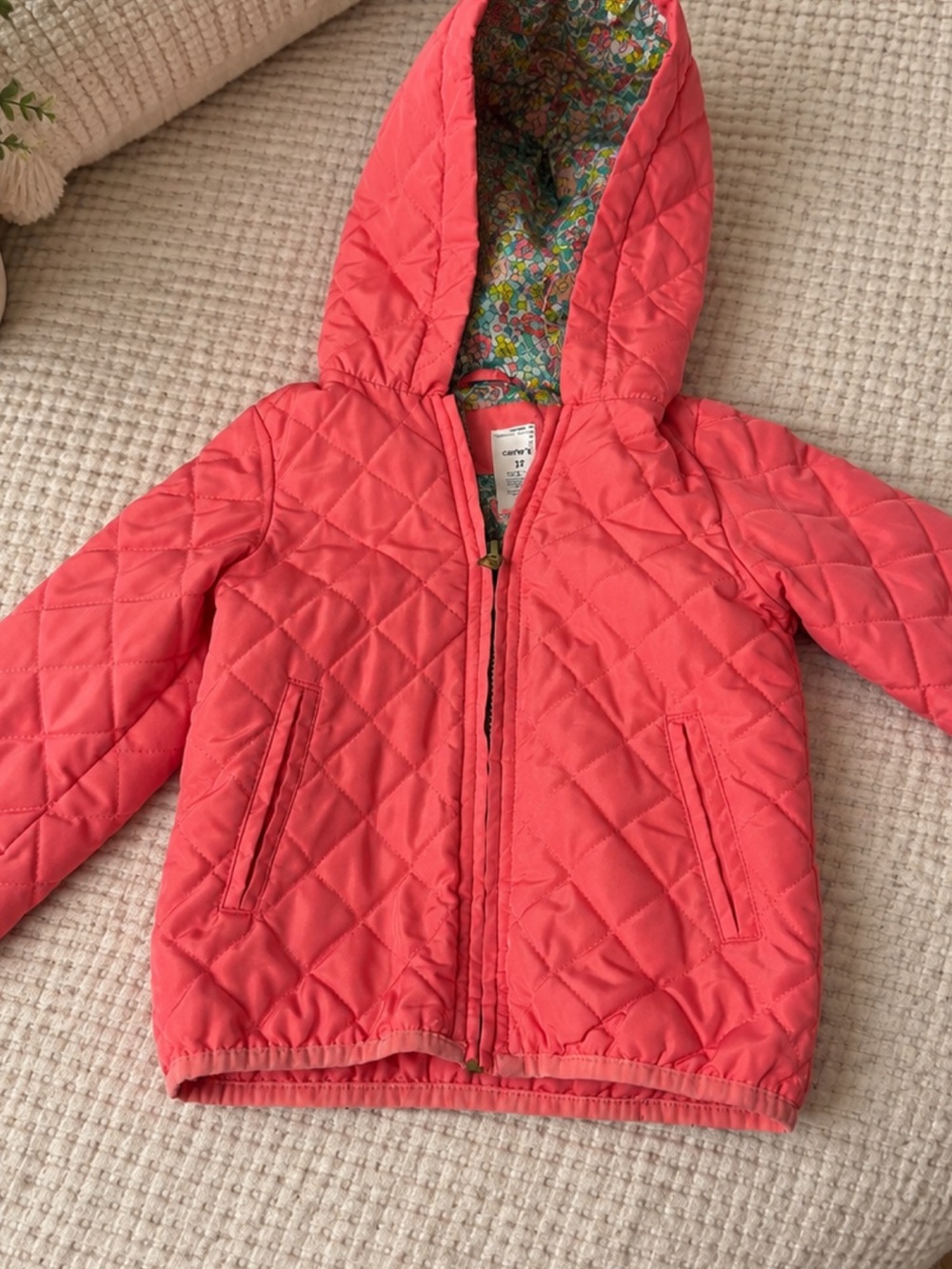 Carter's Coral Quilted Hooded Puffer Jacket